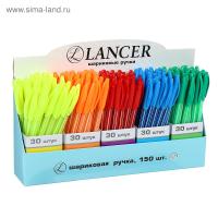 Ручка шариковая 0,5мм синяя, корпус Полоски МИКС, в дисплее 