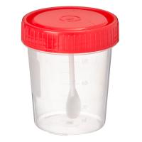 Контейнер для биоматериалов, стерильный с ложкой, пластик, 60мл. 