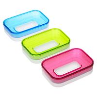 Мыльница с поддоном, пластик, 11,5х7,6х2,7см, 3 цвета 