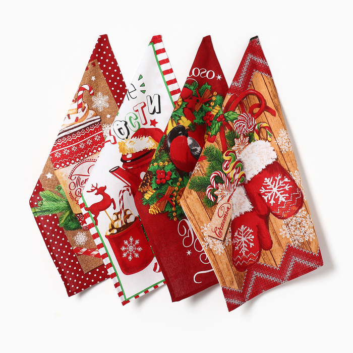 Набор полотенец кух Доляна Сказочного Нового года 35х60см-4шт 100% хл 