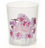 Горшок для орхидей с поддоном 0,7л d10см h12см Декор прозрачный 