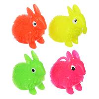 Игрушка-антистресс пушистая Заяц светящиеся, резина, 8см, 4 цвета 
