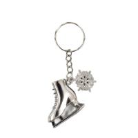 Брелок металл Конёк со снежинкой серебро 3х3см 