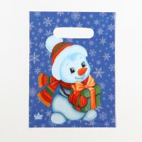 Пакет Милый Снеговичок полиэтиленовый с вырубной ручкой 19х25см 