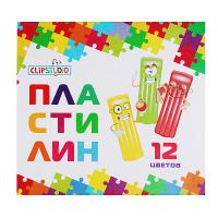 Пластилин 12 цветов ClipStudio 240 грамм в картонном выдвижном пенале 