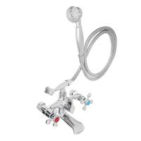 RAIN Смеситель для ванны Алия, с кор. изливом, керам. кран-буксы 1/2,  с ком. для душа,  латунь 