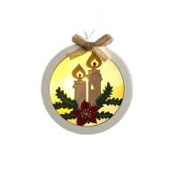 Ёлочная игрушка Шар со свечками от батареек свечение тёплое белое 