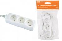 Удлинитель TDM ПВС 2*0.75 3 роз. 3 м 10А белый УЗ (20!) SQ1303-0201 