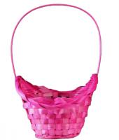 Корзина плетеная, бамбук, D21/13xH14/29см, розовый 