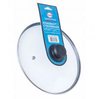 Крышка с ручкой стеклянная с метал/обод 22 см низ.  