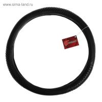 Оплетка на руль TORSO кожа PU массажные вставки размер 38см черный 