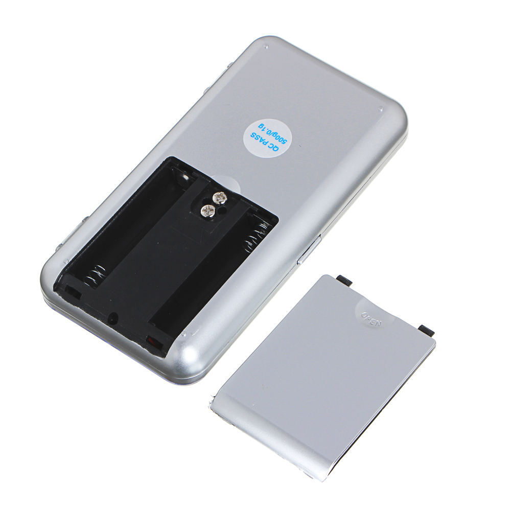 Весы портативные электрон., ЖК-дисплей, макс.нагр. до 500гр, (погрешность 0.1 гр.) 2xААА, 12x6см 