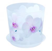 Кашпо Деко D125мм Орхидея белая 1,2л 