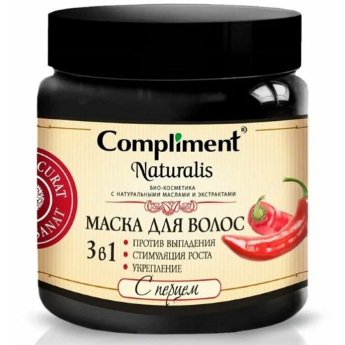 Маска для волос Compliment Naturalis с перцем 3в1 против выпадения стимуляция роста укрепление 500мл 