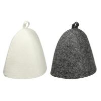 Шапка банная Амонд без вышивки эконом войлок белый серый 