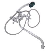 СоюзКран Смеситель для ванны с душем, круглый излив 30см, кер. кран-буксы 1/2, хром, цинк, SK08-S222 