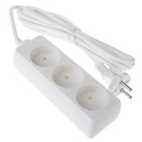 Удлинитель 3 гнезда FORZA, сеч. провода 0,75 кв.мм, 3м, евророзетка, 6A, макс. мощность1500Вт 