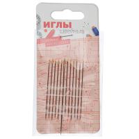 Набор швейных игл 12шт с золотым ушком, сталь 