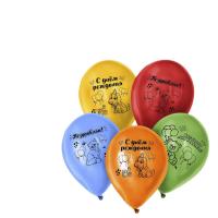 Шар латексный 12 Весёлого Дня Рождения набор 5шт 