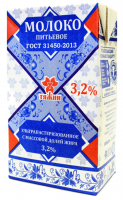 Молоко ультрапастеризованное 3,2% "Тяжин" 1л*12 