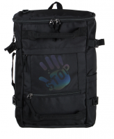 Рюкзак-сумка 45x32x16см, 1 отд., 3 карм., наплеч.ремень, ручка, утяжки, голограф.принт, ПЭ, черный 