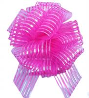 Бант-шар №10 органза с полосой, ярко-розовый 
