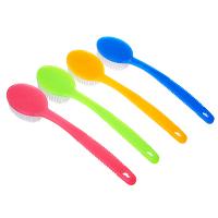 Щетка для тела с искусств. щетиной на пластиковой ручке, 34см, 4 цвета 