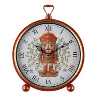Часы настенно-настольные 26х32см корпус красный с золотом Щелкунчик 