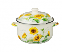 Кастрюля эмалированная Подсолнухи 24см, 5,0л, индукция VETTA 