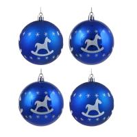 Набор шаров СНОУ БУМ 8см 4шт синий пластик глиттер 26-144 