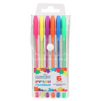 Набор ручек гелевых 6 цветов флуоресцентных ClipStudio, 0,7мм, в ПВХ пенале с подвесом 