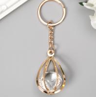 Брелок Капля стразы, 10х3х3 см золото металл  