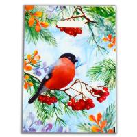 Пакет Снегирь на ветке рябины полиэтиленовый с вырубной ручкой 30х40см 50мкм 