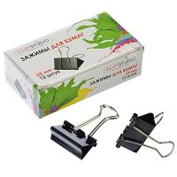 Набор зажимов для бумаг металлический ClipStudio, 25мм, черные, 12шт в картонной коробке 