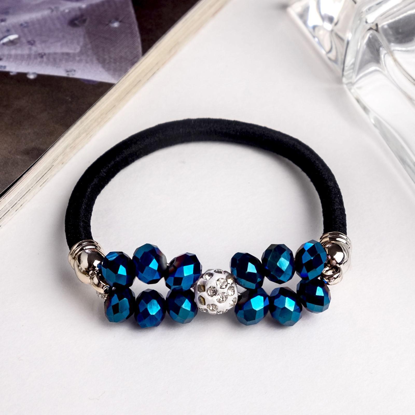 Резинка для волос Хрустальная синие камни 