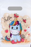 Пакет hello единорог с вырубной ручкой 20х30см 30мк 