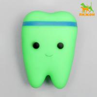 Игрушка пищащая "Зубик" для собак, 9 x 6,5 см, зелёная   7127509 