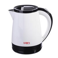 Чайник электрический LEBEN 1,7л, 1850Вт, скрытый нагр. элемент, рифлёный черный пластик. 