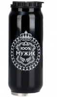 Термокружка серия Банка 100% мужик  400мл сохраняет тепло 8ч 7,6х19,3см 