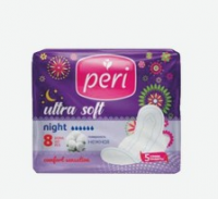 Женские гигиенические прокладки PERI Ultra Night Soft хлопок 8шт 