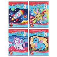 Бумага цветная двусторонняя 16л 8цв, офсет, скрепка 