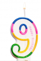 Свеча для торта цифра 9 цветная полосочка 635624 