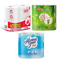 Туалетная бумага SunDay/Velis/Classic двухслойная, 4 шт 