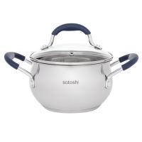 Кастрюля SATOSHI Альба 16х9,5см со стеклянной крышкой индукция 2,1л 