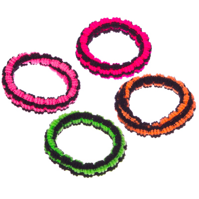 Набор резинок для волос 4шт, 3см, полиэстер, разноцветные, рельеф, PR-0104 