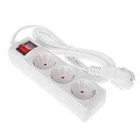 Удлинитель 3 гнезда FORZA, сеч.пров 1кв.мм 2м с зазем, выкл-ем, евро, с защит. шторками, 16A 3500Вт 