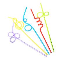 Трубочки для напитков 5шт, "Крэйзи", фигурные, цветные, 25см 