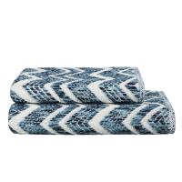 Полотенце махровое 50х90см BY COLLECTION 100% хлопок зигзаг синий белый 