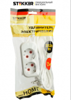 STEKKER Удлинитель сетевой ПВС 2x0.75 2 роз. белый 3м 10А/2,2кВт Home HM01-20-03 39202 