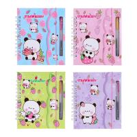 Записная книжка на резинке с ручкой на спирали Клубнички 50л 4 дизайна 